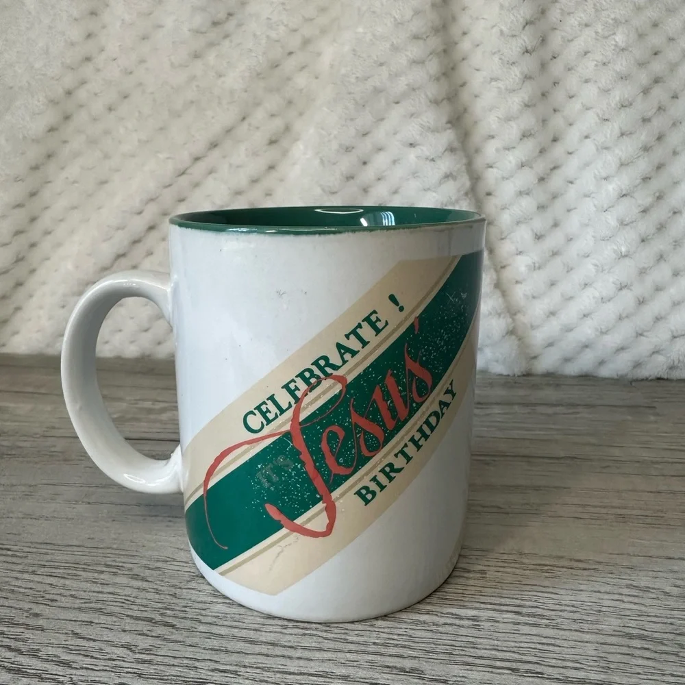 Vintage 1991 Celebrate Jesus’s Birthday Christmas Mug Made In Korea‎